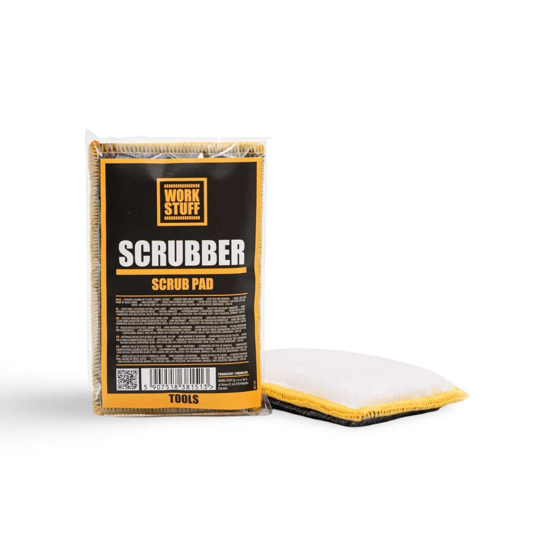 SCRUBBER Pad voor car detailing producten, ideaal voor auto dieptereiniging en het reinigen van lederen autozetels, plastic en rubber.