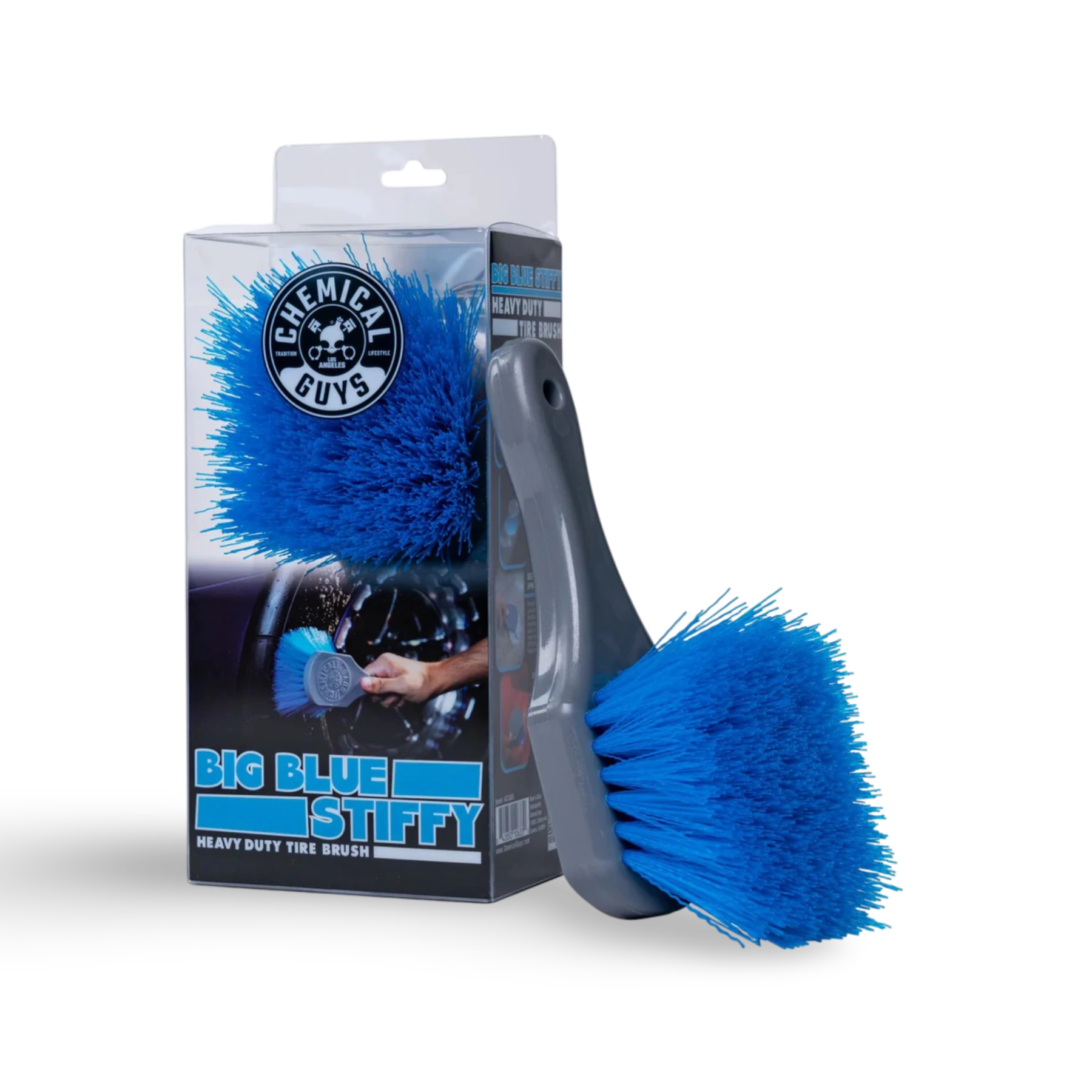 Chemical Guys Big Blue Stiffy Heavy Duty Tire Brush voor Car Detailing Producten, Auto Dieptereiniging, Auto Wassen Producten, Velgenreiniger en Tapijt Auto Reinigen met Tapijtreiniger Auto.