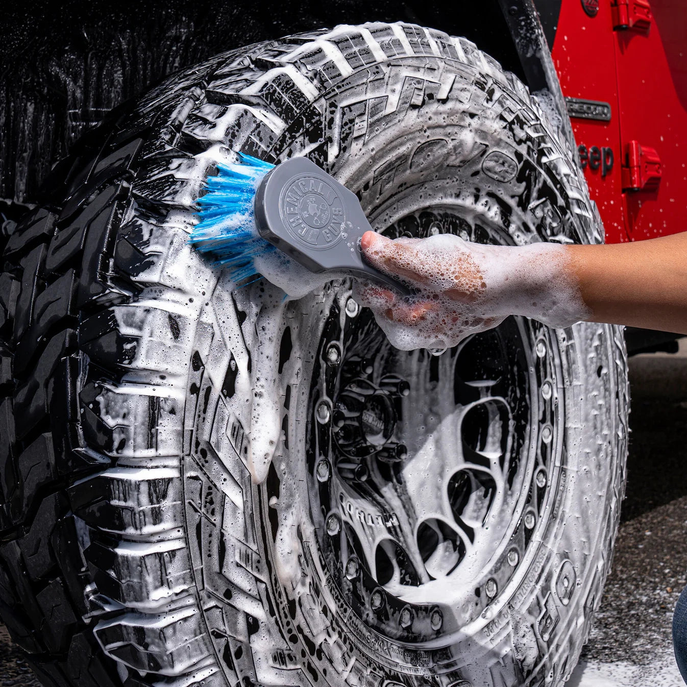 Chemical Guys Big Blue Stiffy Heavy Duty Tire Brush voor Car Detailing Producten, Auto Dieptereiniging, Auto Wassen Producten, Velgenreiniger en Tapijt Auto Reinigen met Tapijtreiniger Auto.