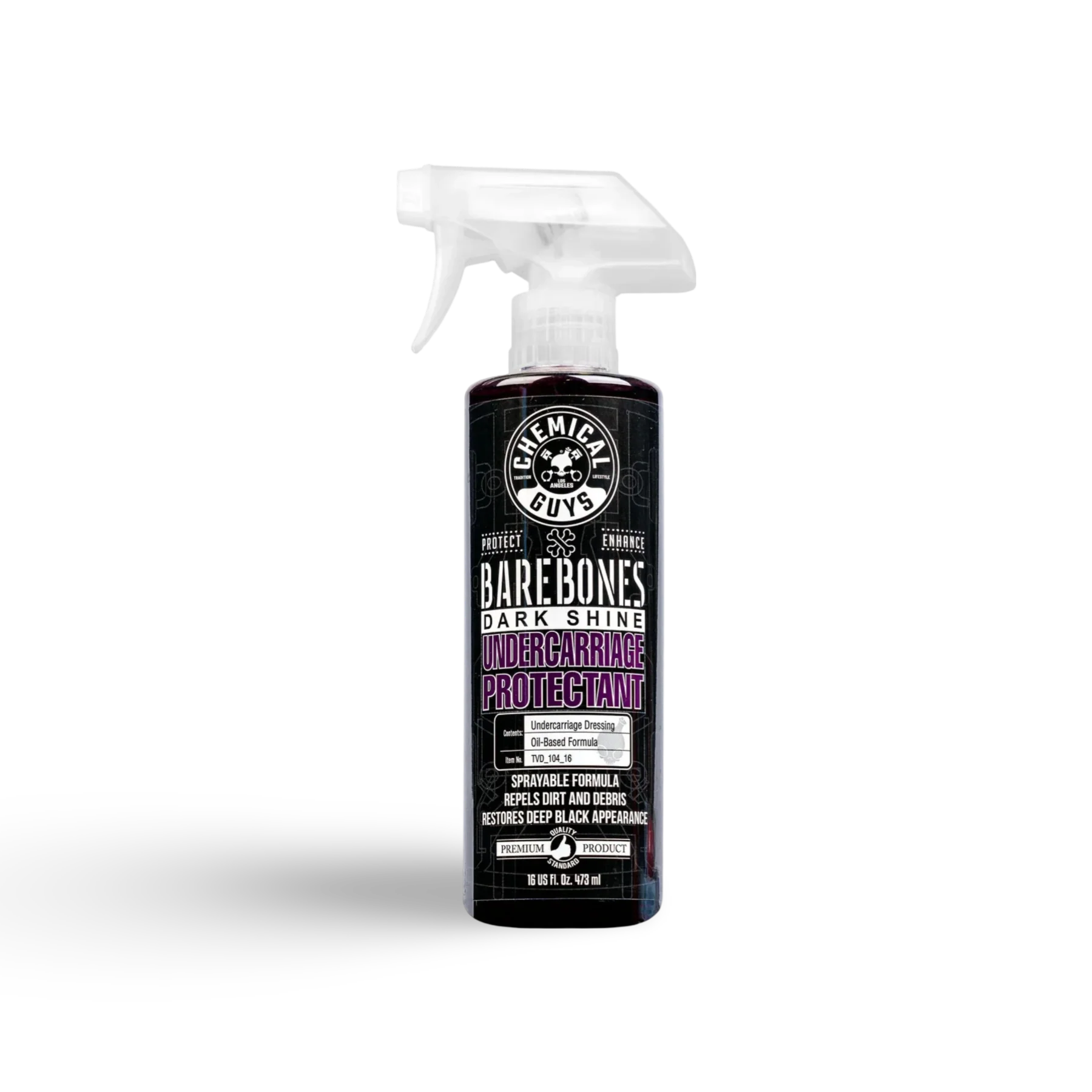 Chemical Guys Bare Bones Undercarriage Spray – essentieel in car detailing producten voor auto dieptereiniging, auto wassen producten, en krassen verwijderen auto. Ideaal als coating auto, glascoating auto, en keramische coating auto. Biedt uitstekende velg bescherming.