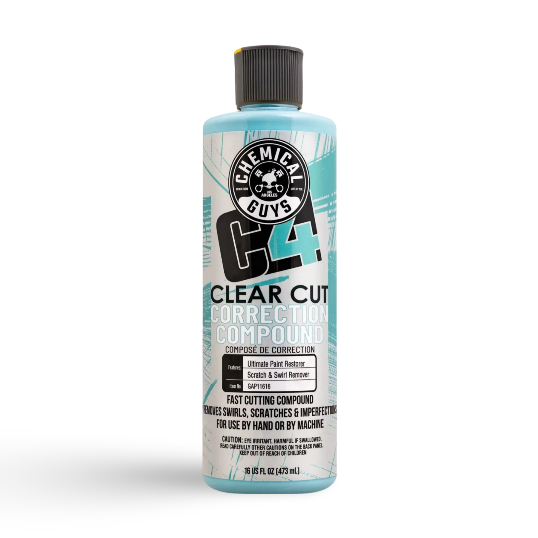 Chemical Guys C4 Clear Cut Correction Compound – essentieel in car detailing producten voor auto dieptereiniging, auto polieren, auto polijsten en krassen verwijderen auto. Ideaal als coating auto, glascoating auto, en keramische coating auto.