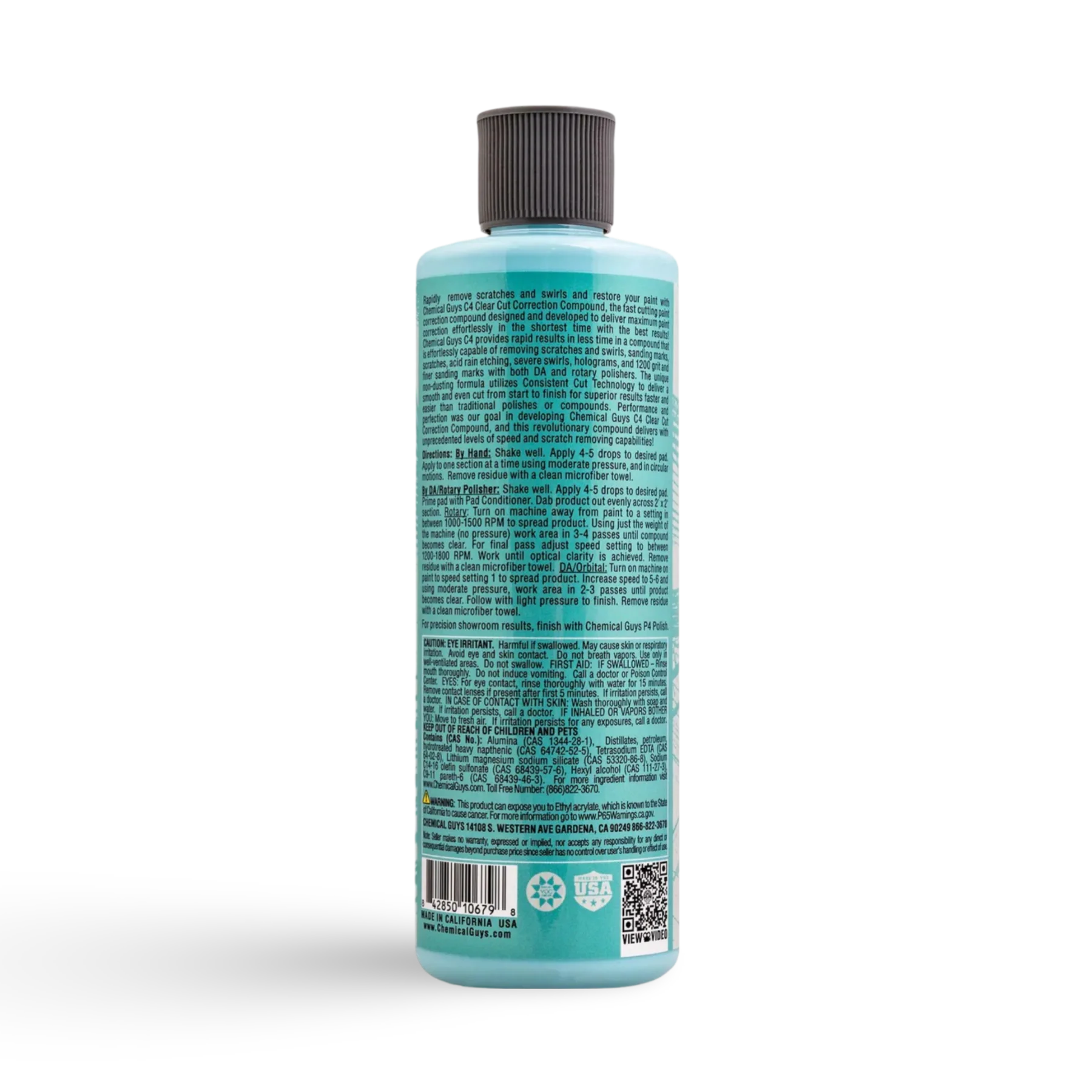 Chemical Guys C4 Clear Cut Correction Compound – essentieel in car detailing producten voor auto dieptereiniging, auto polieren, auto polijsten en krassen verwijderen auto. Ideaal als coating auto, glascoating auto, en keramische coating auto.