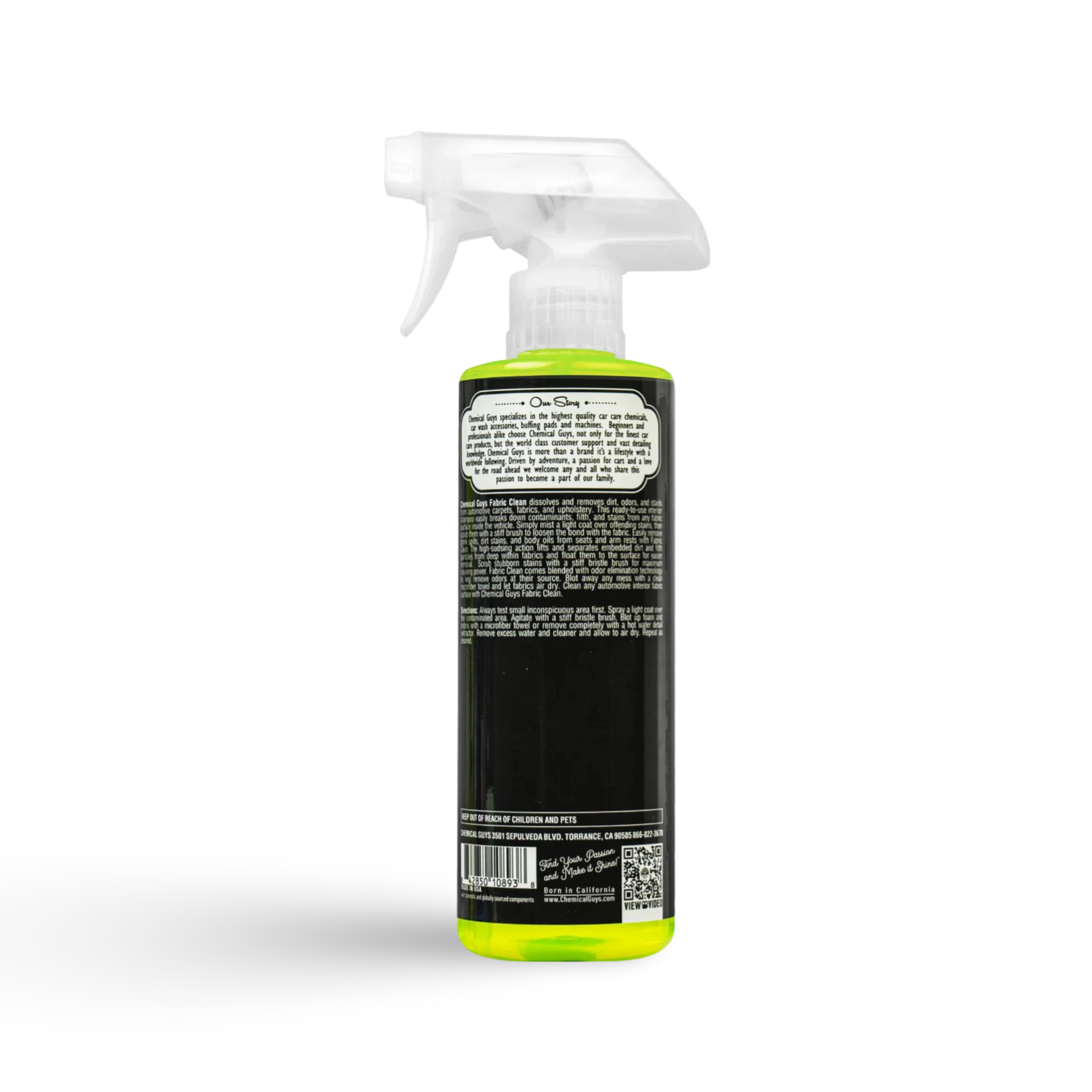 Chemical Guys Fabric Clean Carpet And Upholstery Cleaner Concentrate voor auto interieur reinigen, ideaal voor tapijt auto reinigen, Tapijtreiniger Auto en lederen autozetels reinigen, onmisbaar in auto dieptereiniging en auto wassen producten binnen car detailing producten.