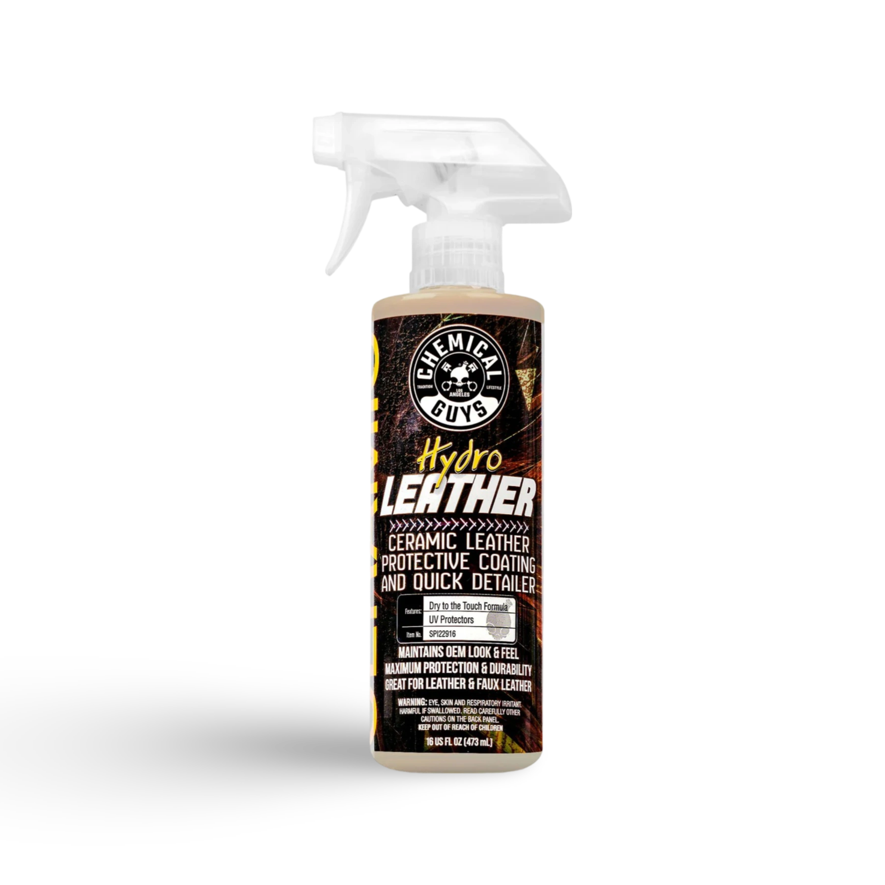 Chemical Guys HydroLeather Ceramic Coating & Quick Detailer voor car detailing producten. Ideaal voor auto dieptereiniging en coating auto. Perfect voor auto auto polijsten, auto interieur reinigen, lederen autozetels reinigen en krassen verwijderen auto met keramische coating auto.