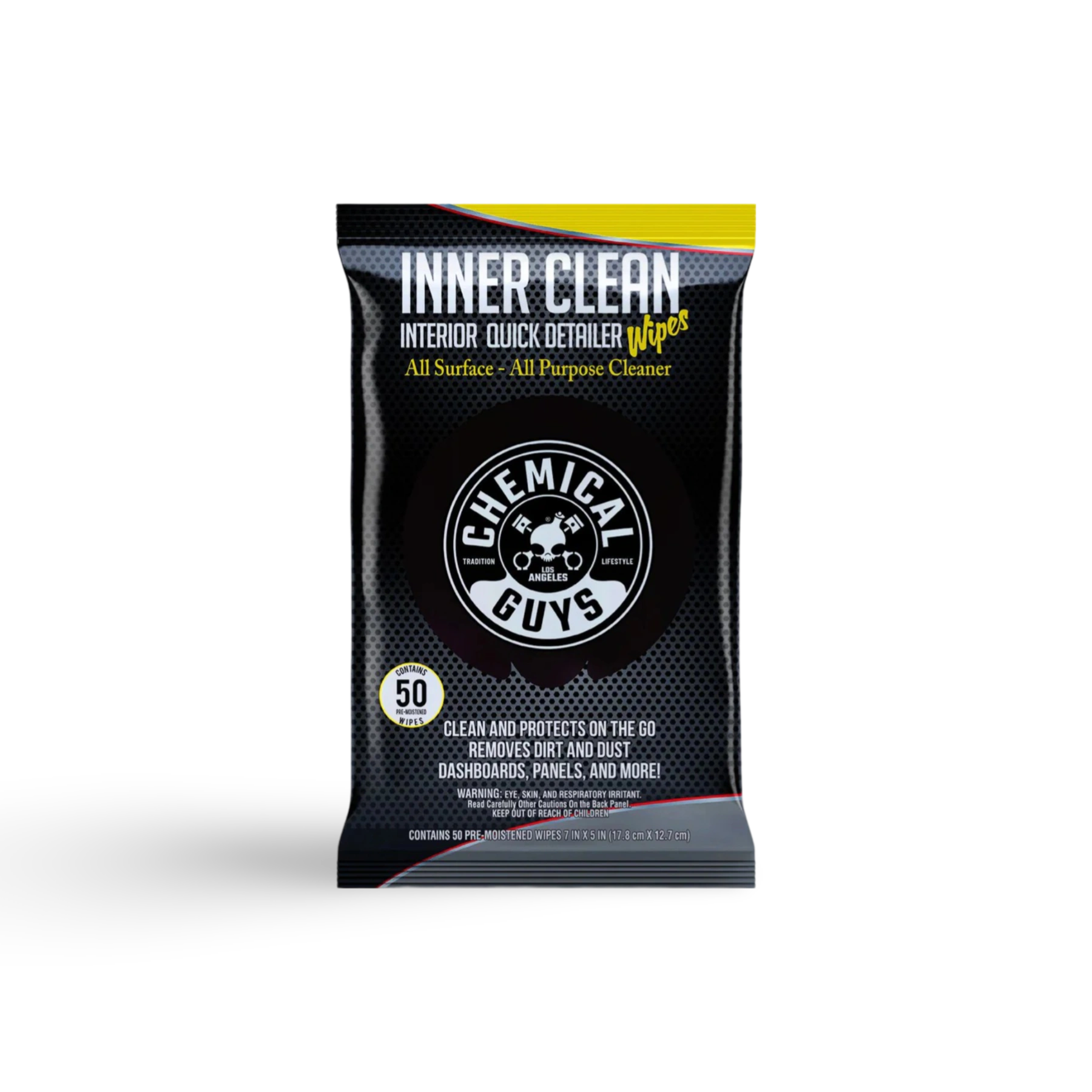 Chemical Guys InnerClean Interior Wipes voor auto interieur reinigen, ideaal voor tapijt auto reinigen en lederen autozetels reinigen, onmisbaar in auto dieptereiniging en auto wassen producten binnen car detailing producten.