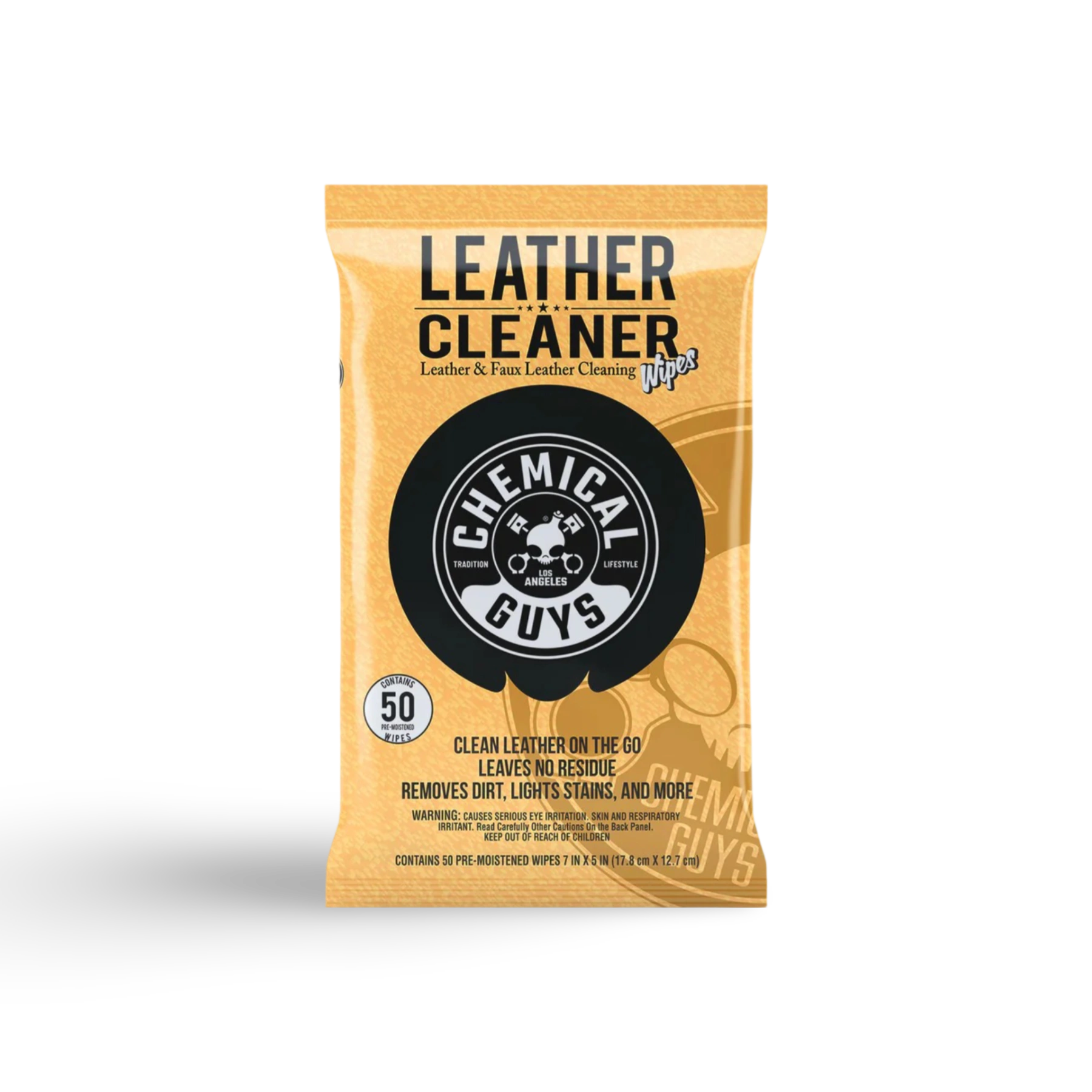 Chemical Guys Leather Cleaner Wipes voor auto interieur reinigen, ideaal voor tapijt auto reinigen en lederen autozetels reinigen, onmisbaar in auto dieptereiniging en auto wassen producten binnen car detailing producten.