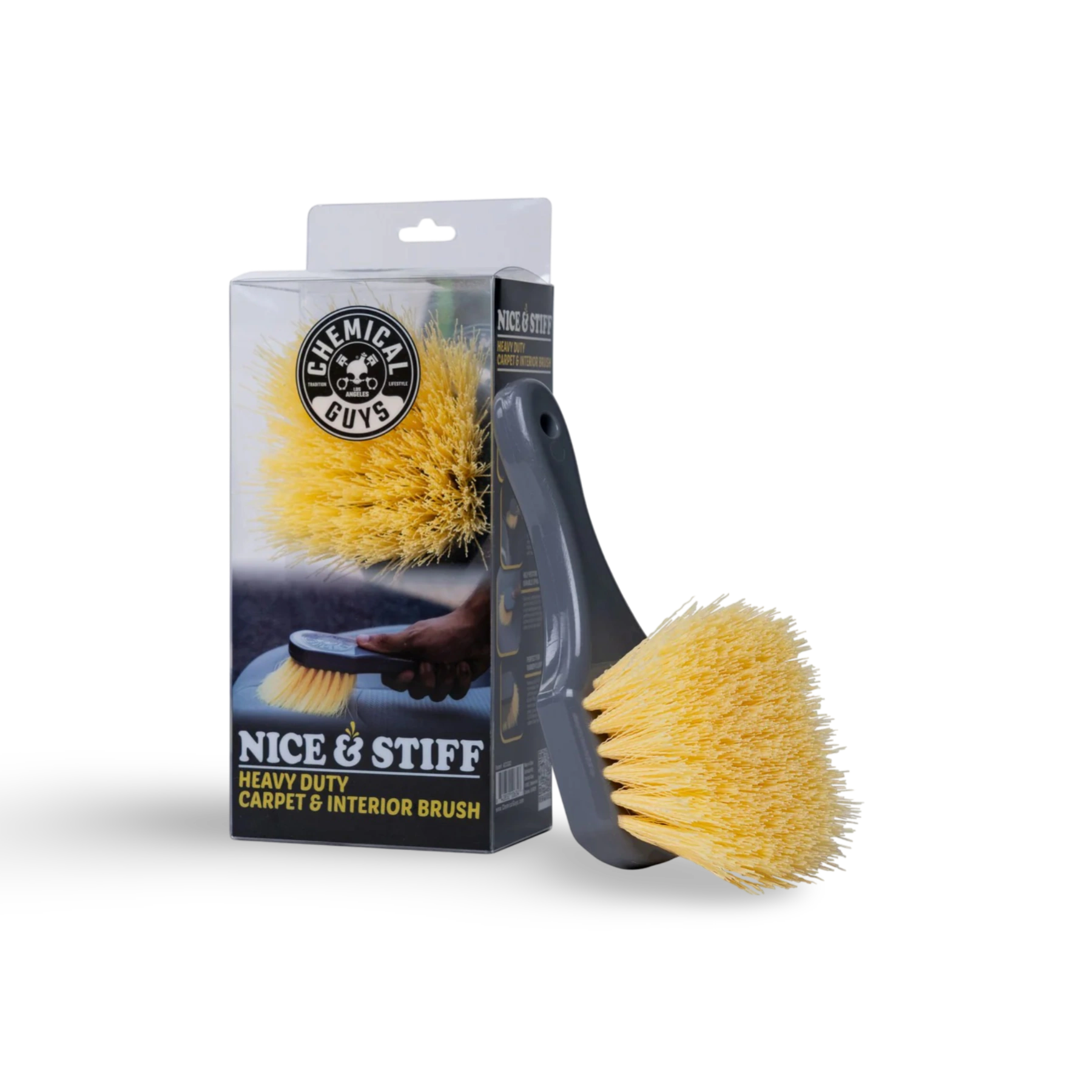 Chemical Guys Nice & Stiff Heavy Duty Carpet & Interior Brush voor auto interieur reinigen, ideaal voor tapijt auto reinigen en tapijtreiniger auto, onmisbaar in auto dieptereiniging en auto wassen producten binnen car detailing producten.