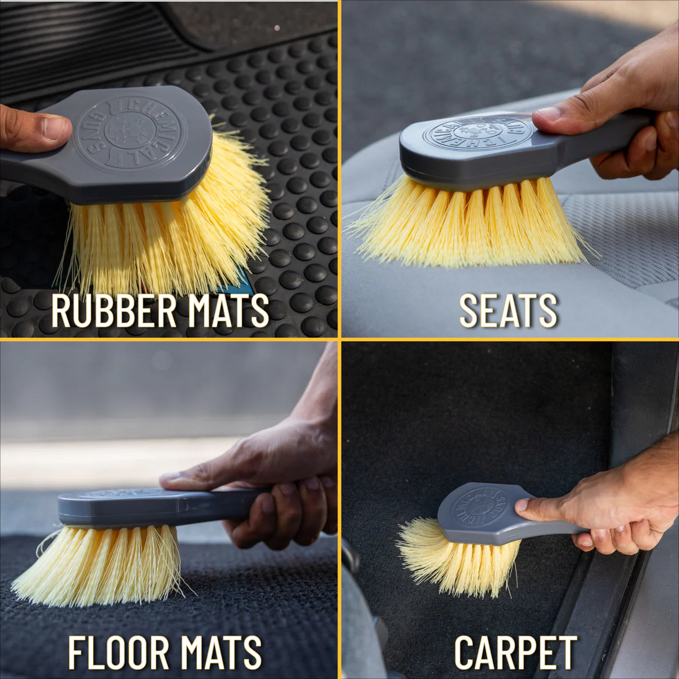 Chemical Guys Nice & Stiff Heavy Duty Carpet & Interior Brush voor auto interieur reinigen, ideaal voor tapijt auto reinigen en tapijtreiniger auto, onmisbaar in auto dieptereiniging en auto wassen producten binnen car detailing producten.